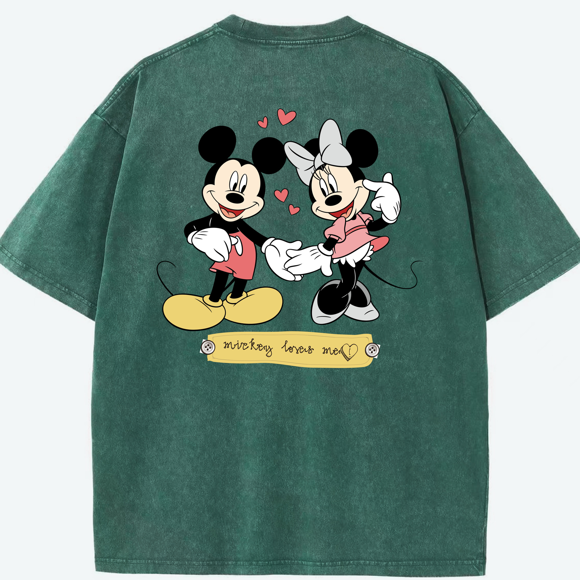 （画像用） ミッキーマウス Mickey Mouse 綿100% ヴィンテージ風 半袖Tシャツ（背面プリント）